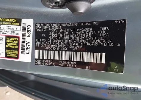 2008 Toyota Sienna Ce из США, поврежденный, VIN 5TDZK23C48S142864